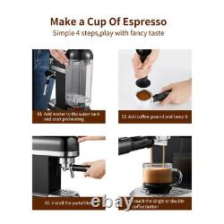 1350W Espresso Machine Coffee Cappuccino Maker Cafe Detachable with Milk Frother