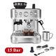 1350w Espresso Machine Make 15 Bar Latte Coffee Maker With Milk Frother Grinder