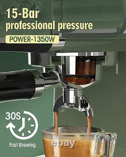 15 Bar Espresso Coffee Machine with Milk Frother Steam Cappuccino, Latte, 54 Oz