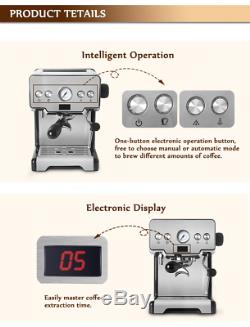 15 Bar Italian Semi-automatic Coffee Maker Cappuccino Frother Espresso Machine