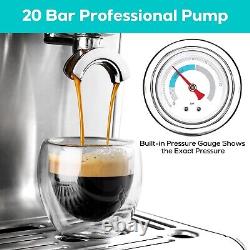 20 Bar Espresso Latte Coffee Machine with Grinder & LCD Display Stainless Steel