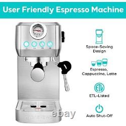 20 Bar Espresso Machine Stainless Steel Cappuccino and Latte Coffee Machine