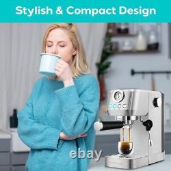 20 Bar Espresso Machine Stainless Steel Cappuccino and Latte Coffee Machine