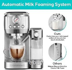20 Bar Espresso Machine with Automatic Milk Frother Coffee Maker Stainless Steel