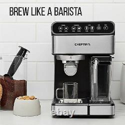 6 in 1 Espresso Coffee Machine Cappuccino Maker Latte withSteam Glass Pot Washable