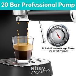CASABREWS 20 Bar Espresso Machine Cappuccino Coffee Maker Stainless Steel Black