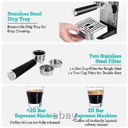 CASABREWS Espresso Machine 20 Bar Coffee Machine with 49oz Water Tank Stainless