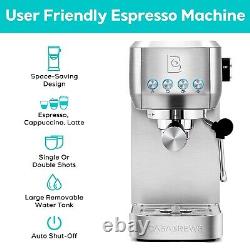 Casabrews Espresso Machine Coffee Machine With Powerful Steam Silver Gift for Mom