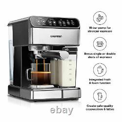 Chefman 6 in 1 Espresso Maker Coffee Machine with Milk Frother and 15 Bar Pump