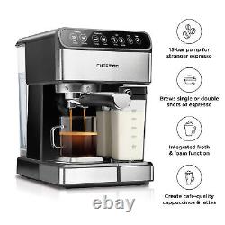 Chefman Coffee and Espresso Machine Maker 1.8 L Coffee Brewer with Milk Frother