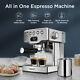 Coffee Maker Machine Cappuccino/latte 20-bar Withmilk Frother Wand 1.8l Water Tank