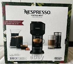 DeLonghi Nespresso Vertuo Next & Aeroccino3 Coffee Espresso LE Glossy Black