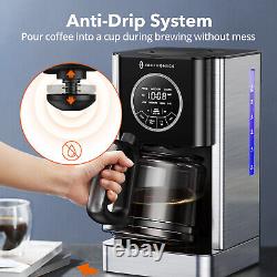 Drip Coffee Machine Glass Carafe 12-Cup Coffee Maker 3 Temperatures US