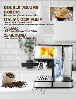 Espresso Cappuccino Latte Coffee Maker Home Office Machine 1100 W, 15 Bar