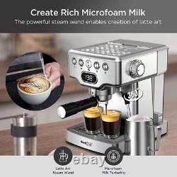 Espresso Coffee Machine 20Bar Cappuccino Maker Milk Frother Wand Stainless Steel