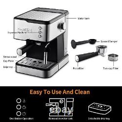 Espresso Coffee Maker Machine with Milk Frother Wand Cappuccino Latte Maker US