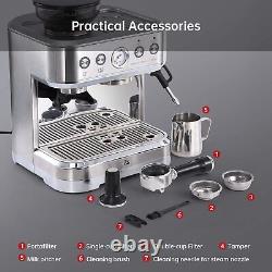 Espresso Machine 15 Bar Cappuccino & Latte Maker with Milk Frother Steam Wand US
