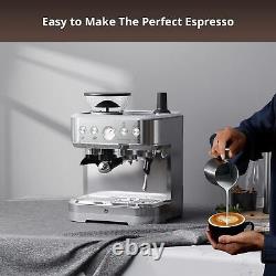Espresso Machine 15 Bar Coffee Maker Cappuccino Latte With Milk Frother Grinder