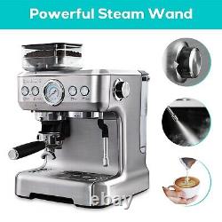 Espresso Machine 20 Bar With Grinder Latte Coffee Maker Sliver Stainless Steel