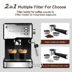 Espresso Machine Cappuccino latte Maker 20 Bar Pump Coffee 950W 1.5L Water Tank
