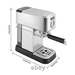 Espresso Machine Coffee Maker Stainless Steel Cappuccino Machine 1.2L Water Tank