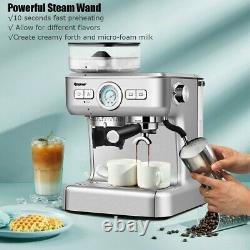 Espresso Machines 20 Bar Coffee Machine With Milk Frother Wand Sliver 2 Cups New