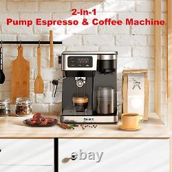 Galanz 2-In-1 Pump Espresso Machine & Single Serve Coffee Maker with Milk Frothe