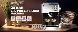 Geek Chef Espresso Machine 20 Bar, Cappuccino Maker with Milk Frother, 1.5L