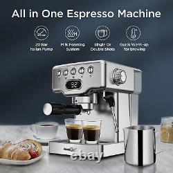 Geek Chef Espresso Machine, 20 bar espresso machine with milk frother for latte, c
