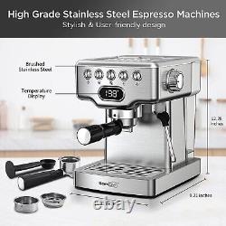 Geek chef Quick preheating espresso machine -20 bar pump professional, milk