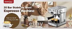 Geek chef Quick preheating espresso machine -20 bar pump professional, milk