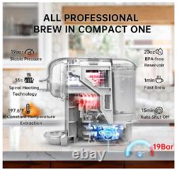 HiBREW 5-in-1 Single Serve Coffee Maker, 19 Bar Espresso Machine for Pods/Kcup