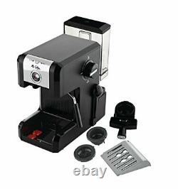 Mr. Coffee Easy Maker Authentic Pump Espresso Machine, 6 Piece, Chrome/Black