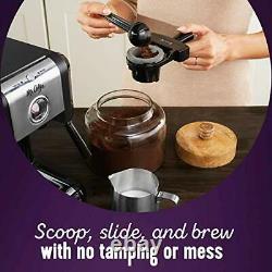Mr. Coffee Easy Maker Authentic Pump Espresso Machine, 6 Piece, Chrome/Black