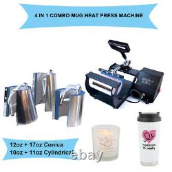 Mug Heat Press Machine Transfer Sublimation 4 in1 DIY Print Christmas Coffee Cup