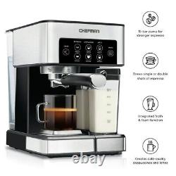 NEW Chefman Barista Pro Espresso Cappuccino Machine Stainless Steel 1.8L, 6-in-1