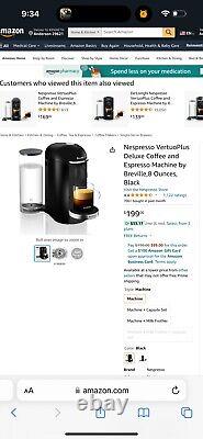 Nespresso VertuoPlus Deluxe Coffee &! Expresso Machine By Breville, 8 Ounces, BLK