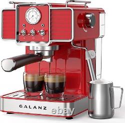 Retro Espresso Machine with Milk Frother, 15 Bar Pump Professional Cappuccino