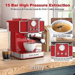 Retro Espresso Machine with Milk Frother, 15 Bar Pump Professional Cappuccino
