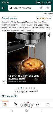 Sejoy Espresso Machine 20 Bar Espresso Coffee Machine Silver (CM5100)