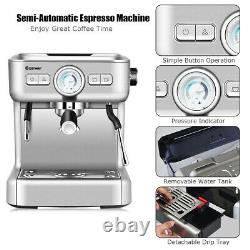 Semi-Auto Espresso Machine Coffee Maker Water Tank Steel with Milk Frother Wand