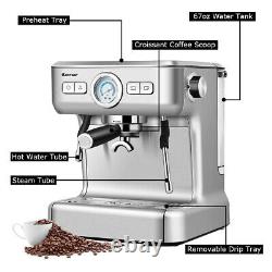 Semi-Auto Espresso Machine Coffee Maker Water Tank Steel with Milk Frother Wand