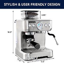 Sincreative 20-Bar Espresso Machine Coffee Maker with Steam Wand Stainless Steel