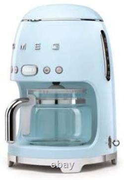 Smeg 50'S Retro Style Aesthetic Drip Filter Coffee Machine, 10 Cups, Pastel Blue