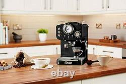 Swan Pump Espresso Coffee Machine, 15 Bars of Pressure, Milk Frother, 1.2L Tank