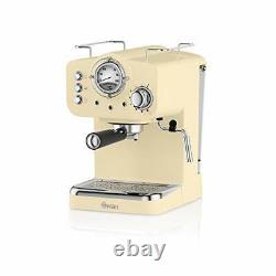 Swan SK22110CN, Retro Pump Espresso Coffee Machine, 15 Bars of Pressure, Cream