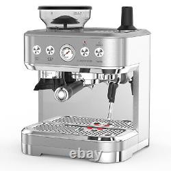 Upgrade Espresso Machine 15Bar Coffee Maker Cappuccino with Milk Frother Grinder