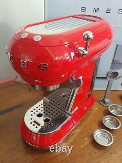 Used red SMEG 50's Retro Style Aesthetic Espresso Coffee Machine