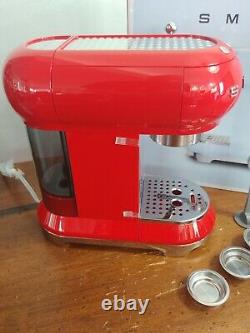 Used red SMEG 50's Retro Style Aesthetic Espresso Coffee Machine