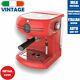 Vintage Traditional Pump Espresso Coffee Machine Manual Cappuccino Latte Red